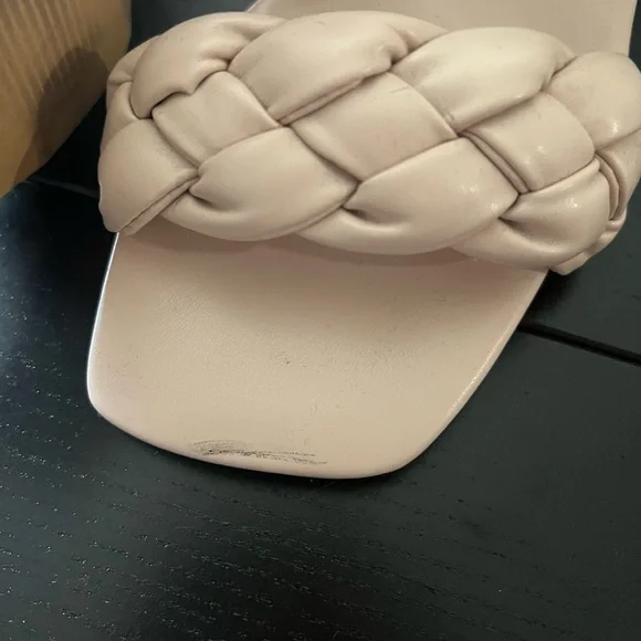 Greatonu Braided 3.35” Heels in white, cream, and tan - Picture 6 of 12